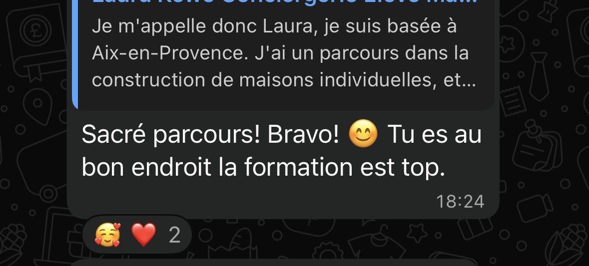Échange avec Laura, conciergerie basée à Aix-en-Provence, qui se présente dans la communauté.